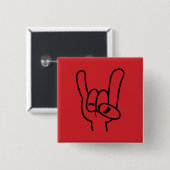 Zwarte lijn zware metalen duivel vierkante button 5,1 cm (Voorkant /achterkant)