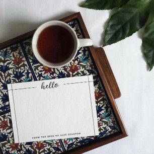 Zwarte lijnen Hallo van het bureau van Notitiekaartje