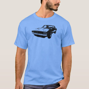 Zwarte lijnkunst '69 Camaro SS op gekleurd T-shirt