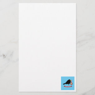Zwarte Lijster Met Een Kerstbal Briefpapier