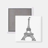 Zwarte line Eiffel Tower Magneet (Voorkant / Achterkant)