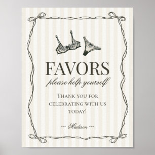 Zwarte lingerie bruidsfeest cadeaus bord poster