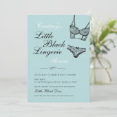 Zwarte lingerie met turquoise zwarte kant  kaart (Staand voorkant)