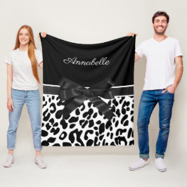 Zwarte lint-luipaard fleece deken