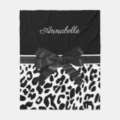 Zwarte lint-luipaard fleece deken (Voorkant)