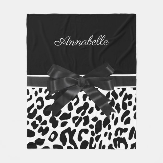 Zwarte lint-luipaard fleece deken (Voorkant)