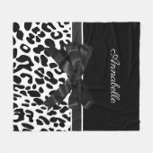 Zwarte lint-luipaard fleece deken (Voorkant (Horizontaal))