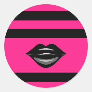 Zwarte lippen hete roze strepen stickers