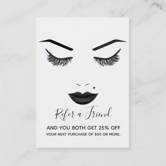 Zwarte lippen make-up gezicht wimpers lippen verwi visitekaartje (Voorkant)