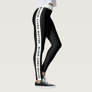 Zwarte Lives Matter - witte zijband op zwart Leggings
