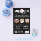 Zwarte Logo Diensten Beauty Salon Marketing Flyer (Enkel)