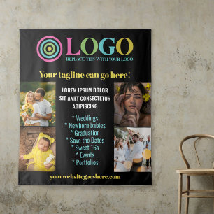 Zwarte Logo Foto Small Business Promo Achtergrond Wandkleed
