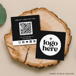 Zwarte Logo QR-code Aangepaste sociale media Vierkante Visitekaartje