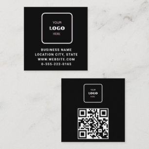 Zwarte Logo QR Code Scan minimalistisch Vierkante Visitekaartje