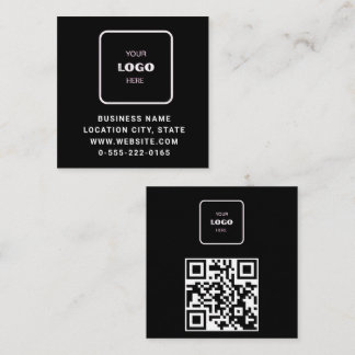 Zwarte Logo QR Code Scan minimalistisch Vierkante Visitekaartje