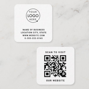 Zwarte Logo QR Code Scan minimalistisch Vierkante Visitekaartje