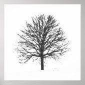 Zwarte Lone Leafless Tree op Winter Poster (Voorkant)