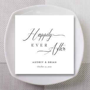 Zwarte Luchtige Swash Happily Ever After Trouwen Servet