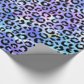 Zwarte luipaard afdrukken op blauwe Waterverf acht Cadeaupapier (Hoek)