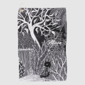 Zwarte luipaard in het oerwoud, handgetekend, op m golfhanddoek (Voorkant)