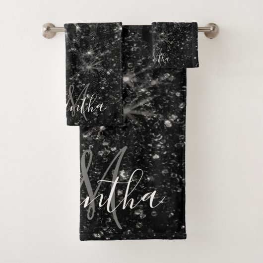 Zwarte luipaard print en glitter bad handdoek (Insitu)