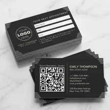 Zwarte Luxe Art Deco QR Code Minimaal Design
