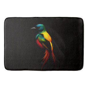 Zwarte Luxe Badmat met Regenboog Tropische Vogel