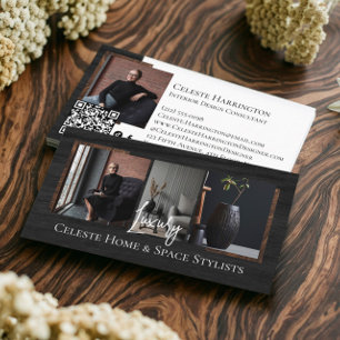 Zwarte Luxe Elegante Foto Lay-out Vastgoed Visitekaartje
