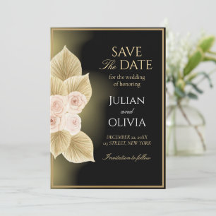 Zwarte luxe en gouden Save the Date-uitnodigingska Kaart