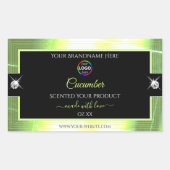 Zwarte luxe glanzende lichtgroene logo-productlabe rechthoekige sticker (Voorkant)