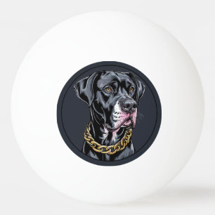 Zwarte Luxe Hond Met Gouden Ketting Pingpongballen