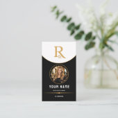 Zwarte luxe moderne onroerend goed QR-code ID goud Contactkaartje (Staand voorkant)