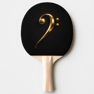 Zwarte Luxe pingpongbat, Gouden Bassleutel Tafeltennisbatje