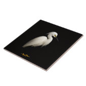 Zwarte Luxe-tegel met elegante sneeuwreiger Tegeltje (Zijkant)