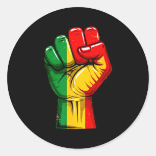 Zwarte Macht Vuist Pan-Afrikaanse Vlag Verhoogde T Ronde Sticker