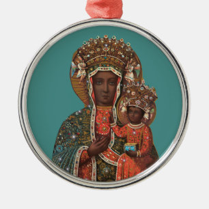 Zwarte Madonna en kerstversiering voor kinderen Metalen Ornament