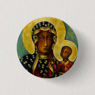Zwarte Madonna van Częstochowa Ronde Button 3,2 Cm