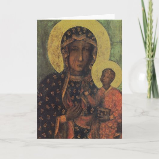 Zwarte Madonna van het Czestochowa Wenskaart Kaart (Voorkant)