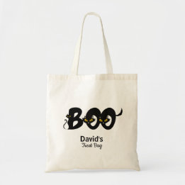 Zwarte Magere Kat Boo Halloween Snoep of Levensgev Tote Bag