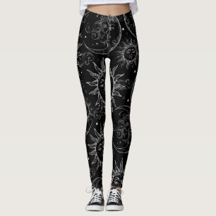 Zwarte Magie Antieke Hemelzon Maan Sterren Leggings