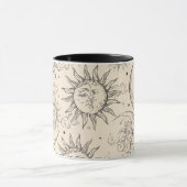 Zwarte Magie Vintage Hemel Zon Maan Sterren Mok (Midden)