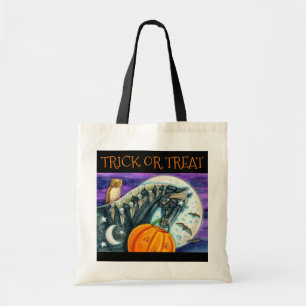 ZWARTE MAGISCHE HORSE, OWL EN JACK-TRICK OR TREAT TOTE BAG