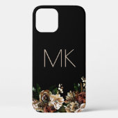 Zwarte Magnolia met Monogram Case-Mate iPhone Case (Achterkant)