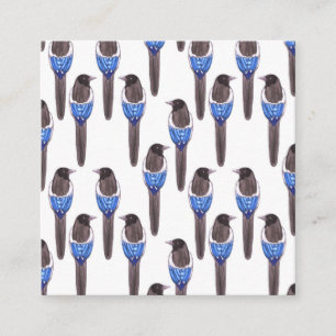 Zwarte magpie of Amerikaanse magpie waterverf Informatiekaartje