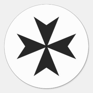 Zwarte Maltezer Kruis Ronde Sticker