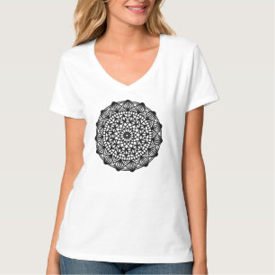 Zwarte Mandala Embleem Rond T-shirt