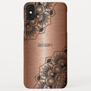 Zwarte mandala op metalen koperen achtergrond iPhone XS max hoesje
