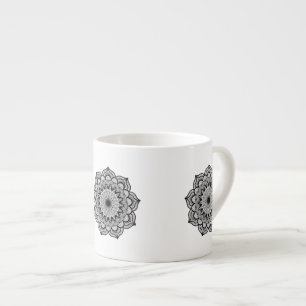 Zwarte Mandala op Witte Achtergrond Espresso Kop