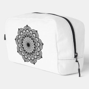 Zwarte Mandala op Witte Achtergrond Toilettasje
