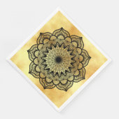 Zwarte Mandala op zachte gouden achtergrond Servet (Hoek)